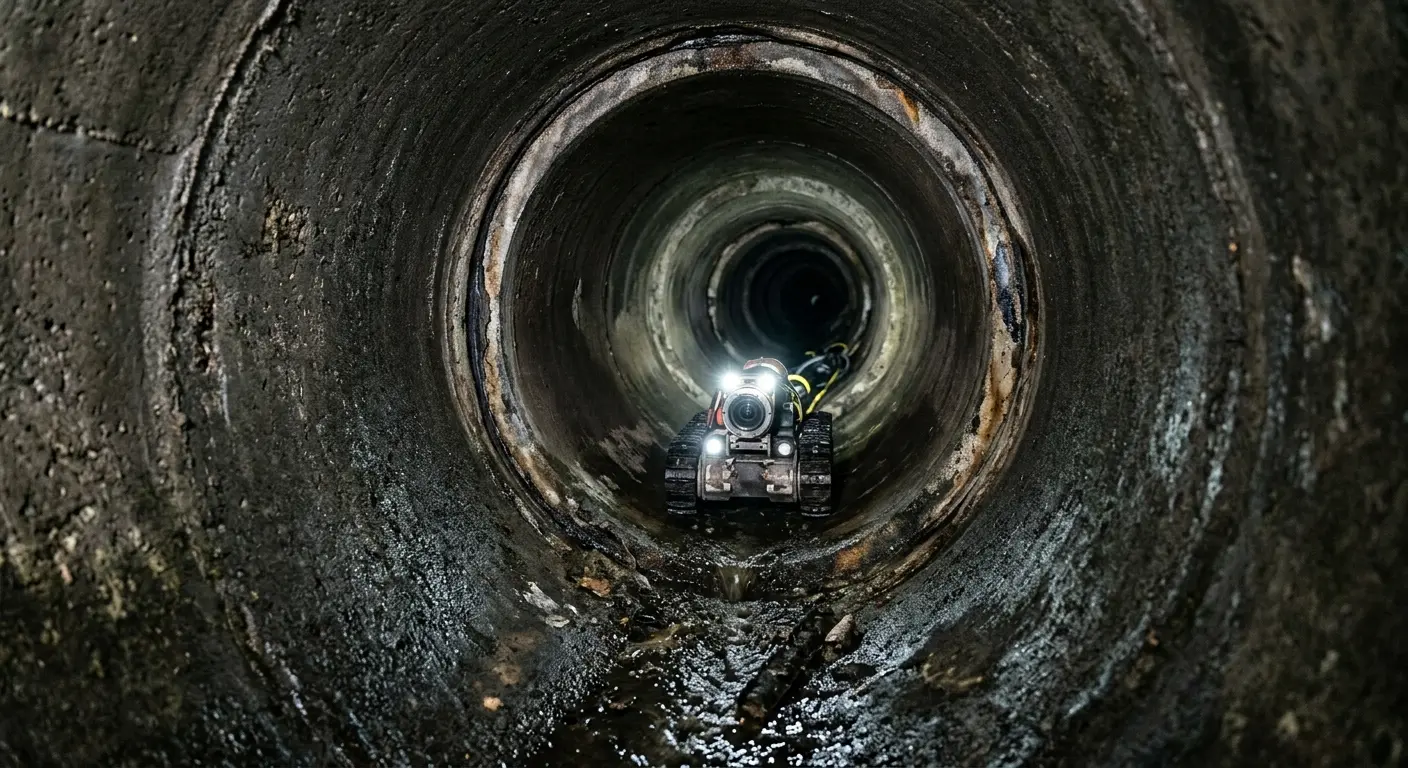 Robotic sewer camera inspecting pipe interior for Sewer Line Repair in Pembroke